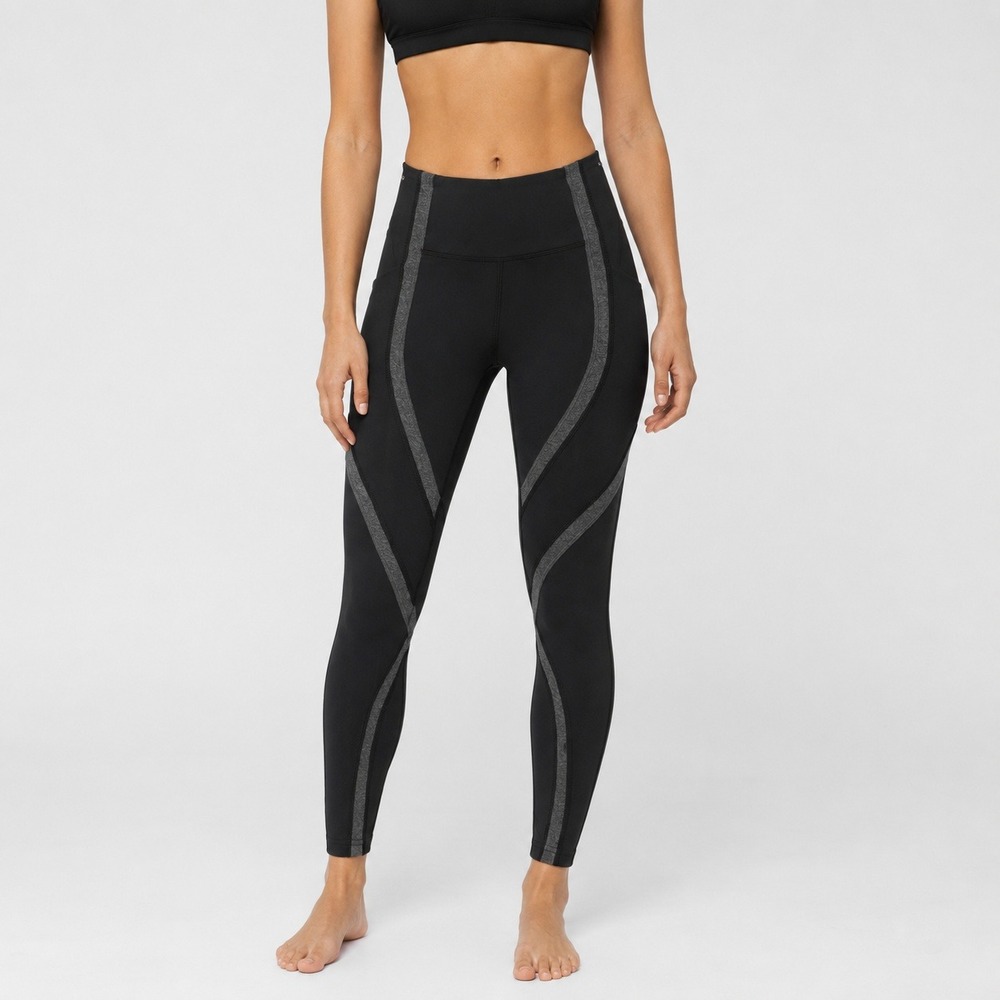 Lululemon‎ Women's 4 Black Gray Running Leggings Pockets Reflective